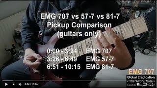 EMG 707 vs 577 vs 817 Pickup Comparison guitars only [upl. by Namien]