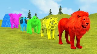 Long Slide Game With Elephant Gorilla Buffalo Hippopotamus Tiger  3d Animal Game  Funny 3d Animals [upl. by Arolf]