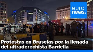 Protestas en Bruselas por la llegada del político francés de extrema derecha Jordan Bardella [upl. by Lemraj]