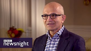 Evan Davis meets Microsoft CEO Satya Nadella extended interview  BBC Newsnight [upl. by Buskirk]