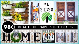 TOP PAINT STICK Crafts amp DOLLAR TREE DIYs  Cozy Farmhouse Home Decor  Easy High End Looks For Less [upl. by Kcirret506]