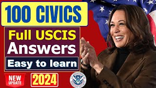 NEW 100 Civics Test Questions and Answers for US Citizenship Interview 2024  N400 Naturalization [upl. by Adnilre]