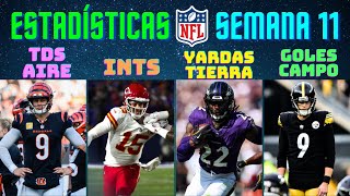 Estadísticas Semana 11 NFL 2024  Líderes en yardas TDs y más [upl. by Eldrida231]