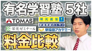 【解説】有名学習塾５社の料金を徹底比較！明光義塾｜TOMAS｜栄光ゼミナール｜家庭教師のトライ｜早稲田アカデミー [upl. by Lartnom]