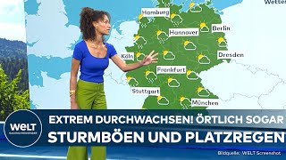 WETTER Gewitterwarnung Schauer und Sturmböen im Anmarsch  Aber sonnige Aussichten für Donnerstag [upl. by Eenimod]