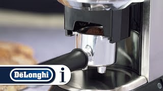 How to grind coffee in the filter holder on the De’Longhi Dedica Grinder KG520M [upl. by Kam]