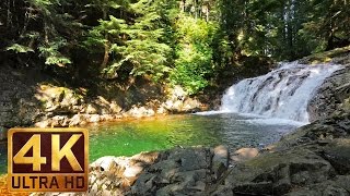 3 hours 4K Waterfall relaxation video  Denny Creek falls  Water Sounds [upl. by Enneira361]