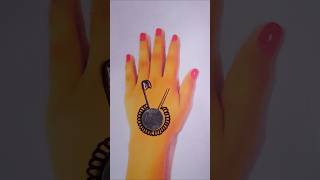 Simple mehndi design using safety🧷 mehndi youtubeshorts shorts viralvideo [upl. by Ashmead]