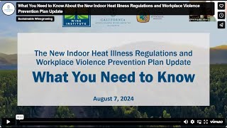 What You Need to Know About the New Indoor Heat Illness Regulations amp Workplace Violence Prevention [upl. by Kovacs576]