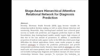 Stage Aware Hierarchical Attentive Relational Network for Diagnosis Prediction [upl. by Jillayne317]