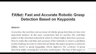 FANet Fast and Accurate Robotic Grasp Detection Based on Keypoints [upl. by Macfarlane]