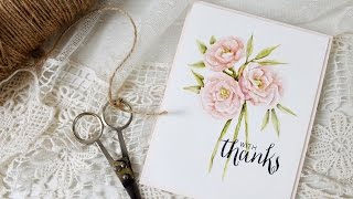 Watercolor Stamping Pretty Peonies [upl. by Brawner]