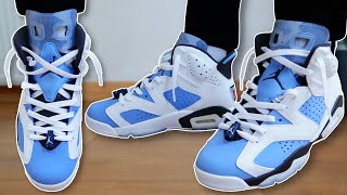 How To Loosely Lace Jordan 6 with on feet Featuring UNC BEST WAY [upl. by Iretak]