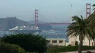 Queen Mary 2 Passing under the Golden Gate Bridge [upl. by Nueoht323]