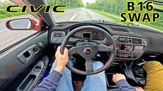 1998 Honda Civic with a B16 VTEC SWAP does 9000RPM [upl. by Bui]