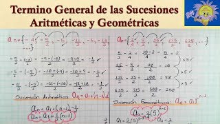 TÉRMINO GENERAL SUCESIÓN ARITMÉTICA y SUCESIÓN GEOMÉTRICA con FRACCIONARIOS  Juliana la Profe [upl. by Iiette739]