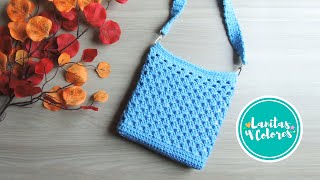 Bolso TEJIDO a CROCHET paso a paso puntos basicos  Lanitas y Colores [upl. by Aldric]