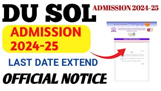 DU SOL Admission 202425 Last Date Extended Apply Now [upl. by Rois]