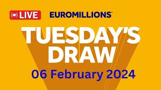 The National lottery Euromillions Draw Live Results From Tuesday 06 Feb 2024 [upl. by Leede493]