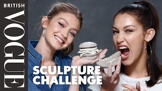 Gigi And Bella Hadid Take The Sculpture Challenge  Vogue Challenges  British Vogue [upl. by Daloris]