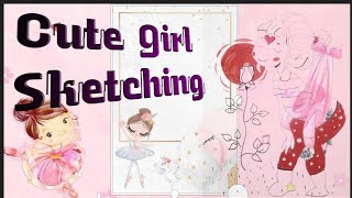 Cute girl sketching anycanmake kidssketching kidsactivitiesathome [upl. by Frida]