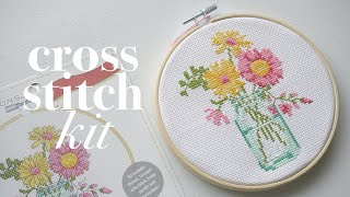 Easy cross stitch kit for beginners  Simplicity Dimensions cross stitch kit Flowers Mason Jar [upl. by Eisak95]