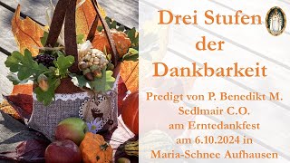 Drei Stufen der Dankbarkeit  Predigt von P Benedikt M Sedlmair CO [upl. by Ettenoitna]