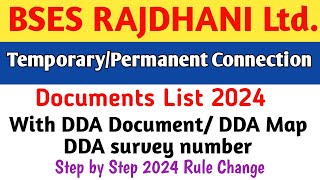 BSES New Connection Apply Online 2024 Document list With DDA Map  BSES Meter Process  2024 [upl. by Nonnac]