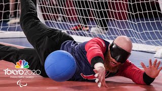 Calahan Young leads miraculous goalball comeback to put USA in semis  NBC Sports [upl. by Notsgnal]