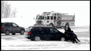 Winter crash closes Hwy 2 near Red Deer [upl. by Jemmie]