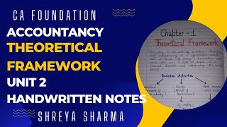 Theoretical framework  Unit 2  CA Foundation Accounts NEW SCHEME  Handwritten notes Shreya [upl. by Nathanial]