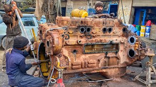 Caterpillar Dozer Old Seized Engine Full Rebuild with Pakistani Techniques [upl. by Aknahs]