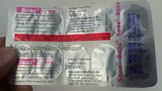 Saaz Tablets  Sulfasalazine 500mg Tablet  Saaz 500mg Tablet Uses Side effects Dosage Review Hindi [upl. by Viridi]