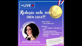 Live Redação Nota 1000  Andressa Mendes [upl. by Hey149]