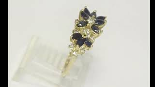 Diamond Sapphire Filigree Ring 115CT 14K Yellow Gold Size 6 14  31807 [upl. by Ferree337]