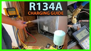 How To Recharge Freezer or Refrigerator  Adding Refrigerant or Freon to R134A Appliance [upl. by Eruza564]