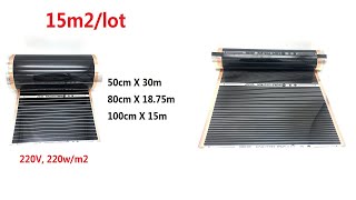 MINCO HEAT 15m2lot Underfloor Room Heater AC220V 220wm2 Infrared Carbon Heating Film [upl. by Aenea]