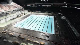 Swimming pool installation at Paris La Défense Arena  Timelapse  Myrtha Pools [upl. by Otit]