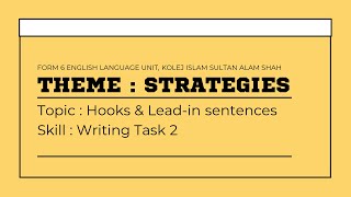 Writing Task 2 Hooks Lesson 1 [upl. by Ydnas726]