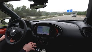 Toyota Aygo X 2022 POV test drive  ASMR interior quality 4K  cornering city Urban Highway ACC [upl. by Dorri]