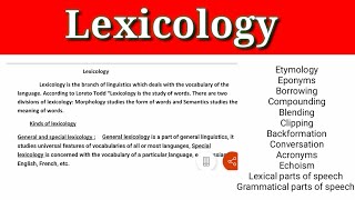 Lexicology complete description [upl. by Gayelord119]