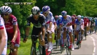 The peloton chasing the breakaway  Stage 3  Critérium du Dauphiné 2017 [upl. by Eekcaj]