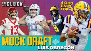 Mock Draft NFL 2024 Luis Obregón  4 QBs en el top5 10 linieros ofensivos trades y más diversión [upl. by Gnoix950]