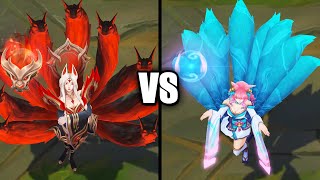 Immortalized Legend Ahri vs Spirit Blossom Ahri Skins Comparison League of Legends [upl. by Emma172]