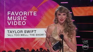 Taylor Swift Accepts the 2022 AMA for Favorite Music Video  The American Music Awards [upl. by Ranilopa]