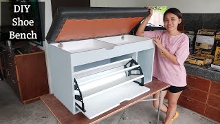 DIY 3 Slots Shoe Rack  Shoe bench  Shoe storage  How to build  paano kami gumawa ng shoe rack [upl. by Asillam]