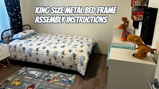 How to Assemble King Size Metal Bed Frame with Foot and Headboard by Oikiture Link in description [upl. by Etheline]