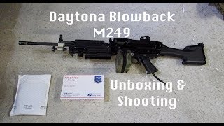 Daytona Recoil M249 Airsoft Gun Unboxing and Shooting Test [upl. by Storm]