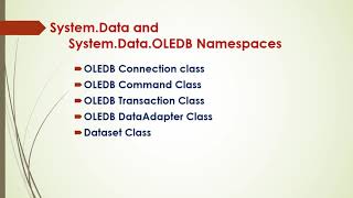 OLEDB Namespaces in ASPNET [upl. by Yruy119]