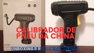 REVIEW CALIBRADOR DE PNEUS PORTÁTIL DA CHINA COM BATERIA  UNBOXING TESTE [upl. by Ohs]